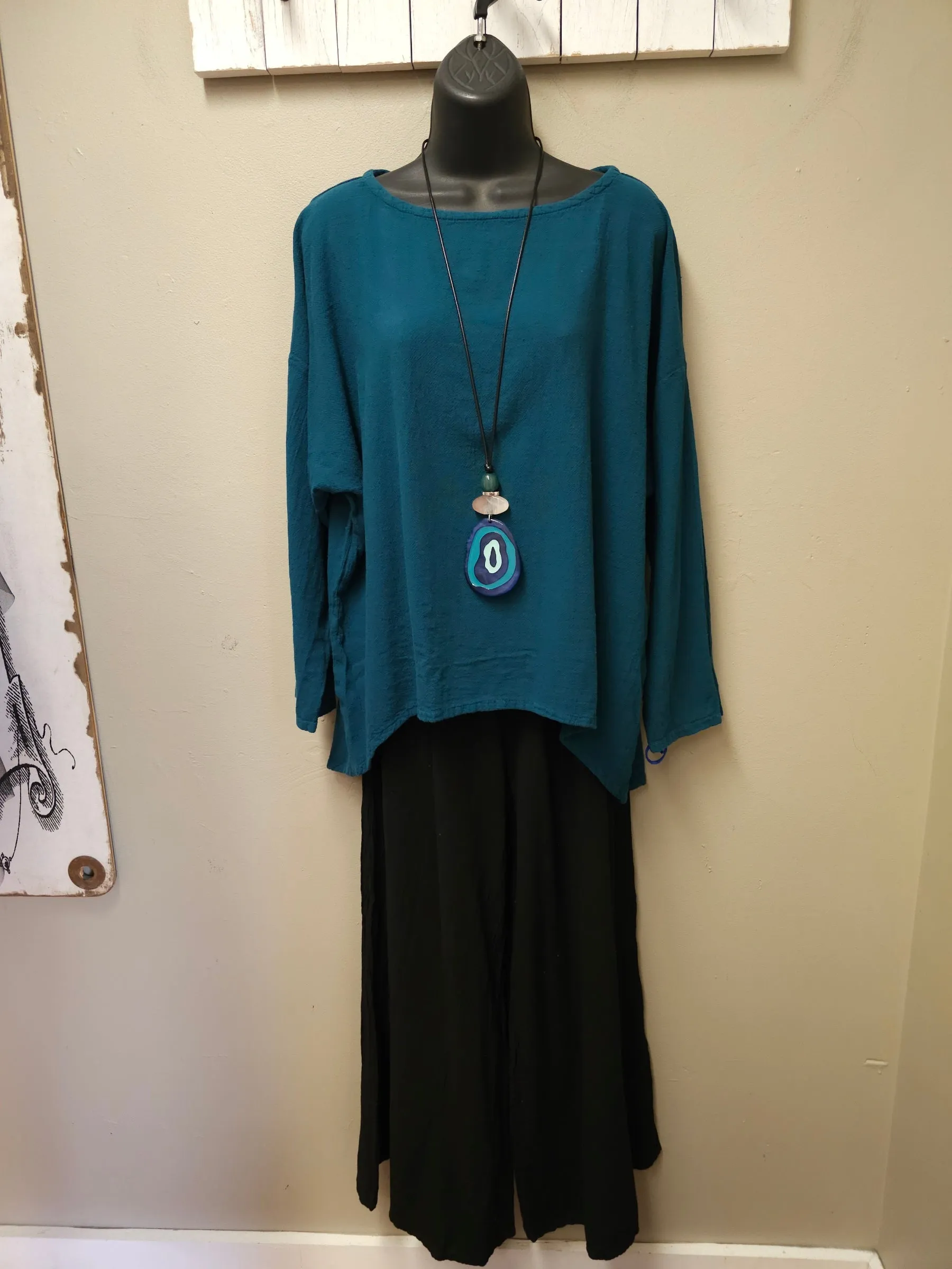 2 Color Ways - Flattering  "Abby" with a Hi-low Hemline and Long Sleeves