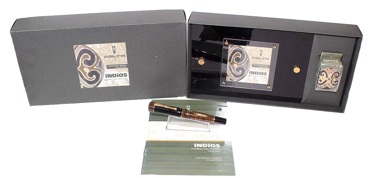 2006 DELTA INDIOS SPECIAL LIMITED EDITION STERLING VERMEIL 18K OM NIB INDIGENOUS PEOPLE COLLECTION FOUNTAIN PEN