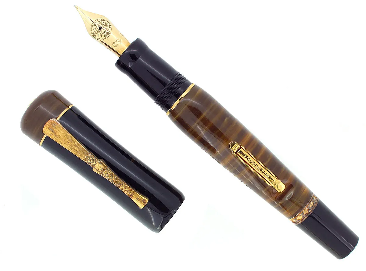 2006 DELTA INDIOS SPECIAL LIMITED EDITION STERLING VERMEIL 18K OM NIB INDIGENOUS PEOPLE COLLECTION FOUNTAIN PEN