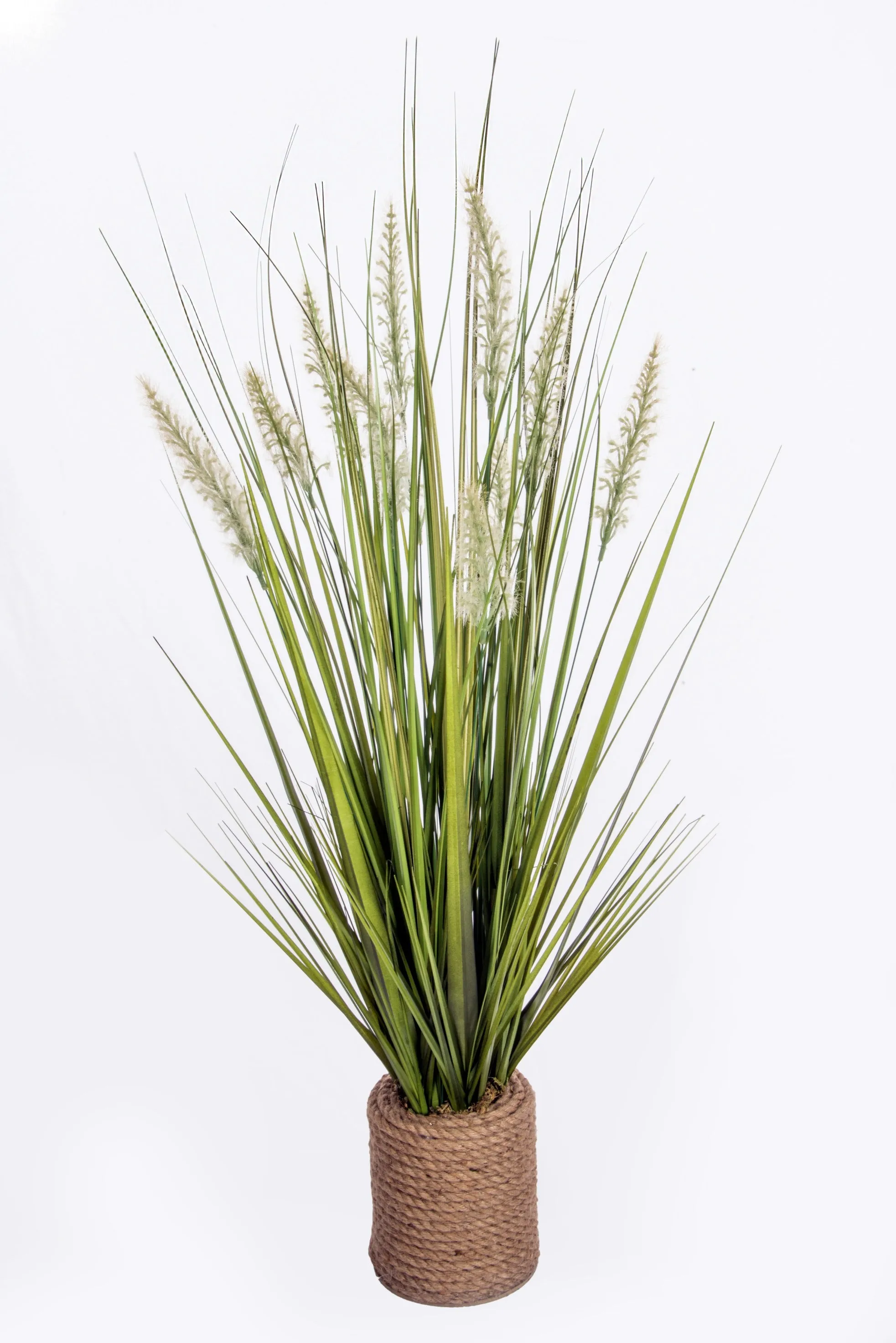 40" Tall Onion Grass Artificial Indoor/ Outdoor Faux Décor In Rope Vase