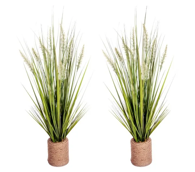 40" Tall Onion Grass Artificial Indoor/ Outdoor Faux Décor In Rope Vase