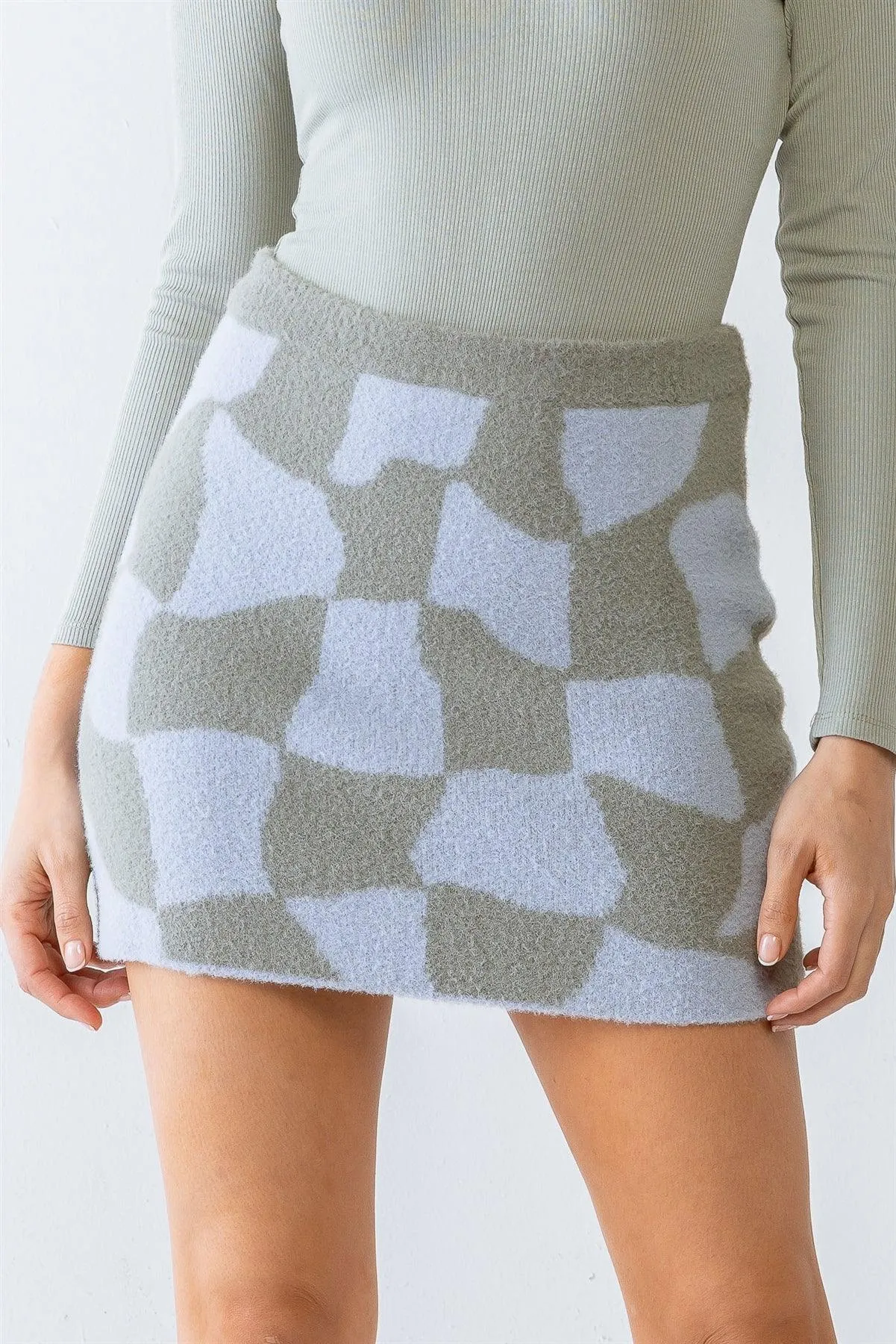 Abstract Plaid Soft-To-Touch High Waist Mini Skirt