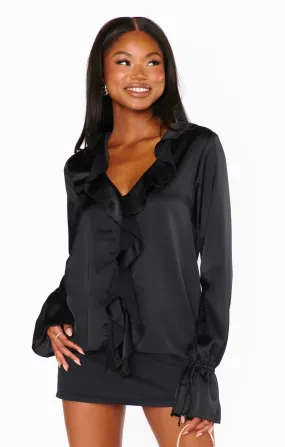 Adela Ruffle Top-Blk