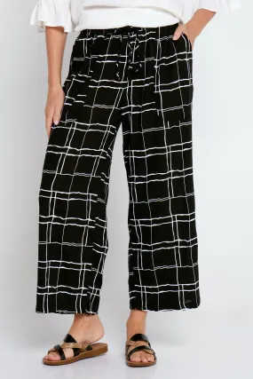 Aiko Linen Pants - Black/White