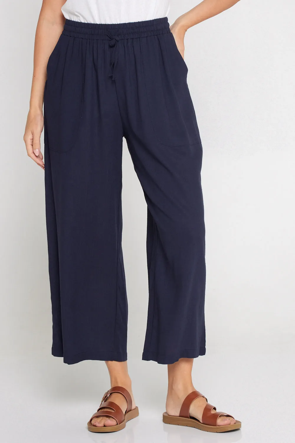 Aiko Linen Pants - Navy