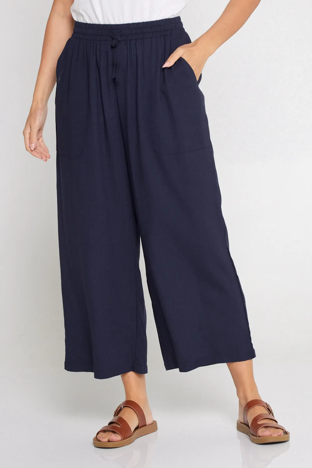 Aiko Linen Pants - Navy