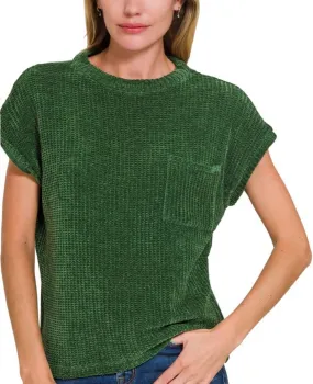 Always Chenille Waffle Short Sleeve Sweater