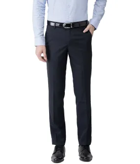 American-Elm Navy Blue Slim Fit Cotton Formal Trouser for Men | Formal pant for men