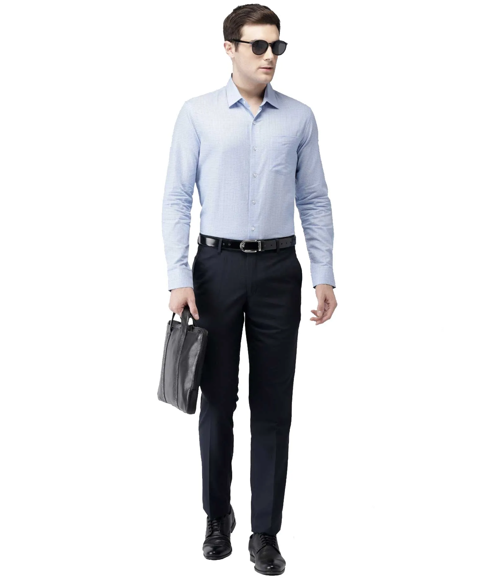 American-Elm Navy Blue Slim Fit Cotton Formal Trouser for Men | Formal pant for men