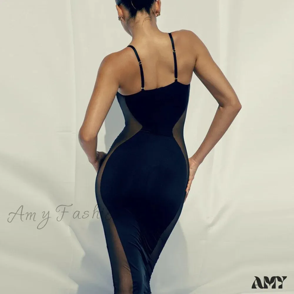 Amy Fashion - Mesh Skinny Clubwear Lady Vintage Bodycon Dress