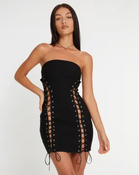 Apisa Bandeau Mini Dress in Black