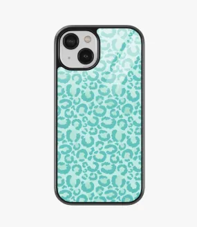 Aqua Leopard Print Glass Case