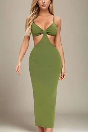 Aria Bodycon Day Maxi Dress - Emerald Green