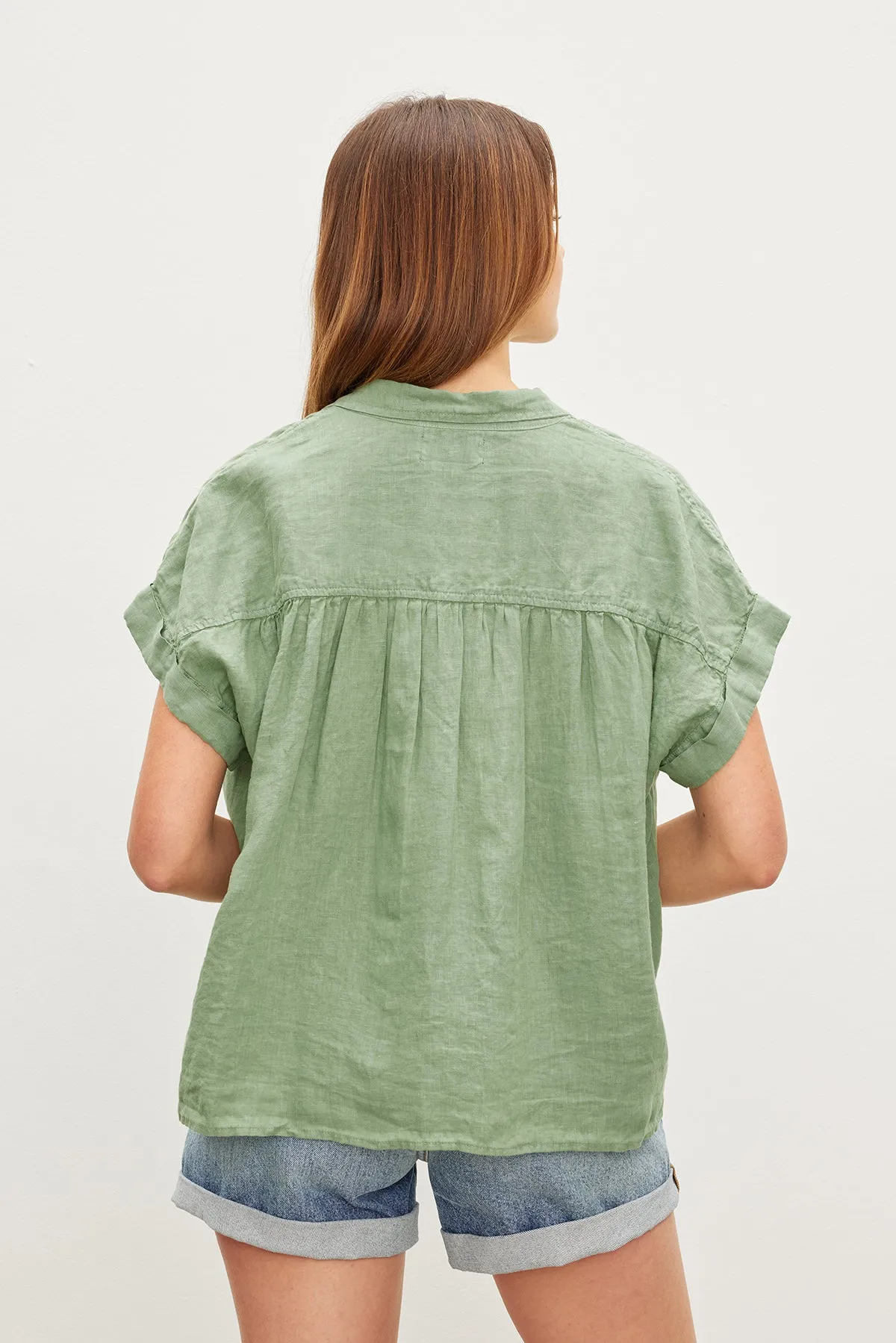 ARIA LINEN BUTTON FRONT TOP