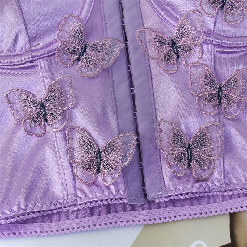 BerriesJam - 2024 Stain Butterfly Appliques Y2K Corset Top