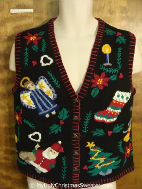 Best 80s Angel and Santa Christmas Sweater Vest