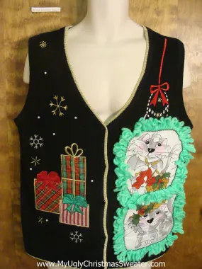 Big Presents Cat Christmas Sweater Vest