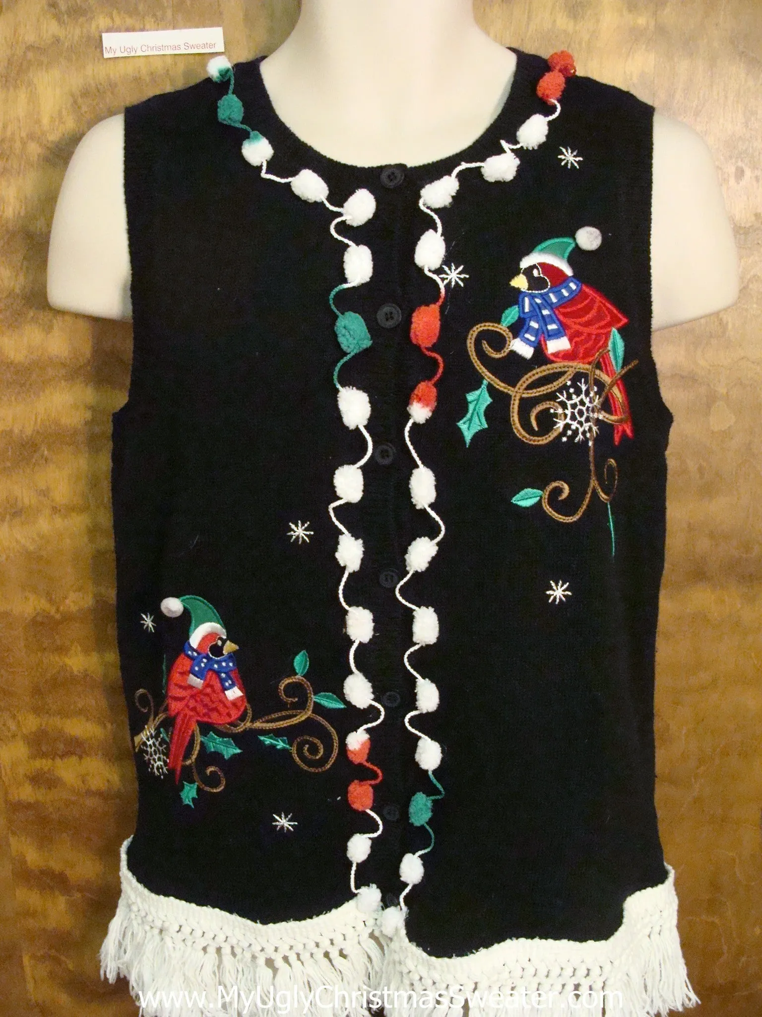 Birds in Costumes Horrible Ugly Christmas Sweater Vest