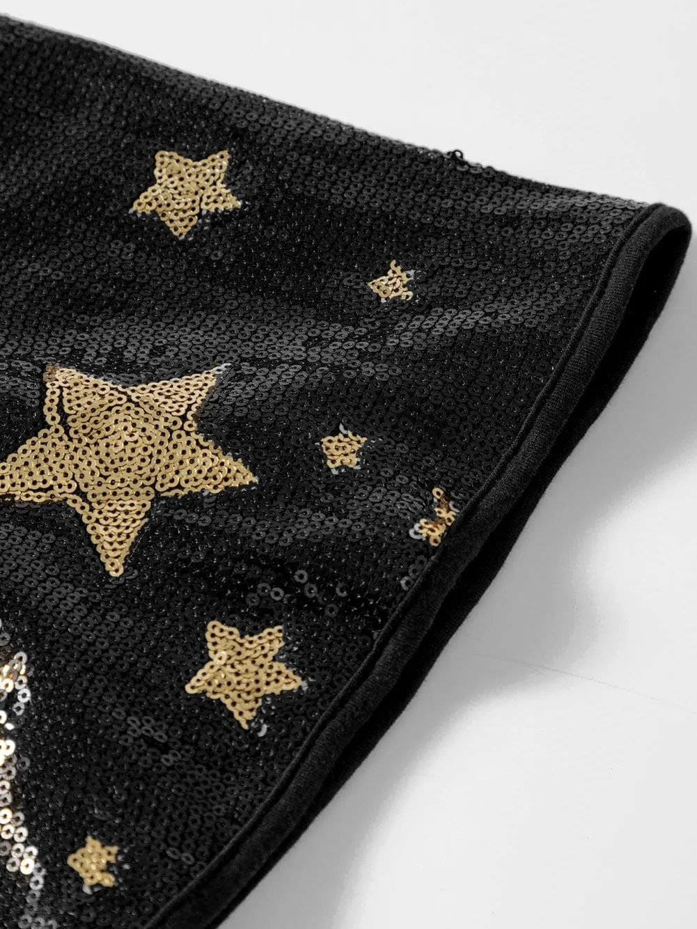 Black Sequin Star Detail Knit Top