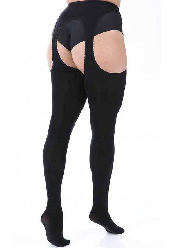 Bodyfree Curvy [Black] | SUSPENDER TIGHTS