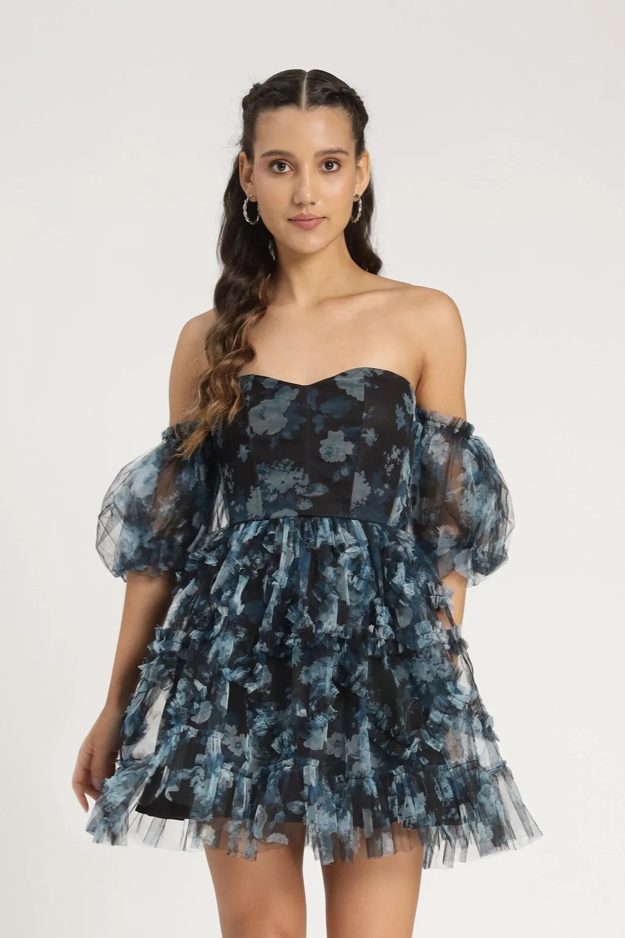 Brandy Mini Dress in Blue Floral