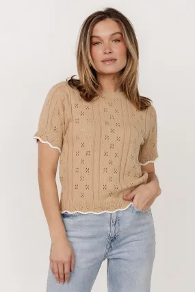 Britt Pointelle Knit Top | Natural   Ivory