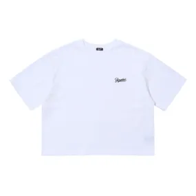 BSRABBIT LOGO WIDE CROP TOP WHITE