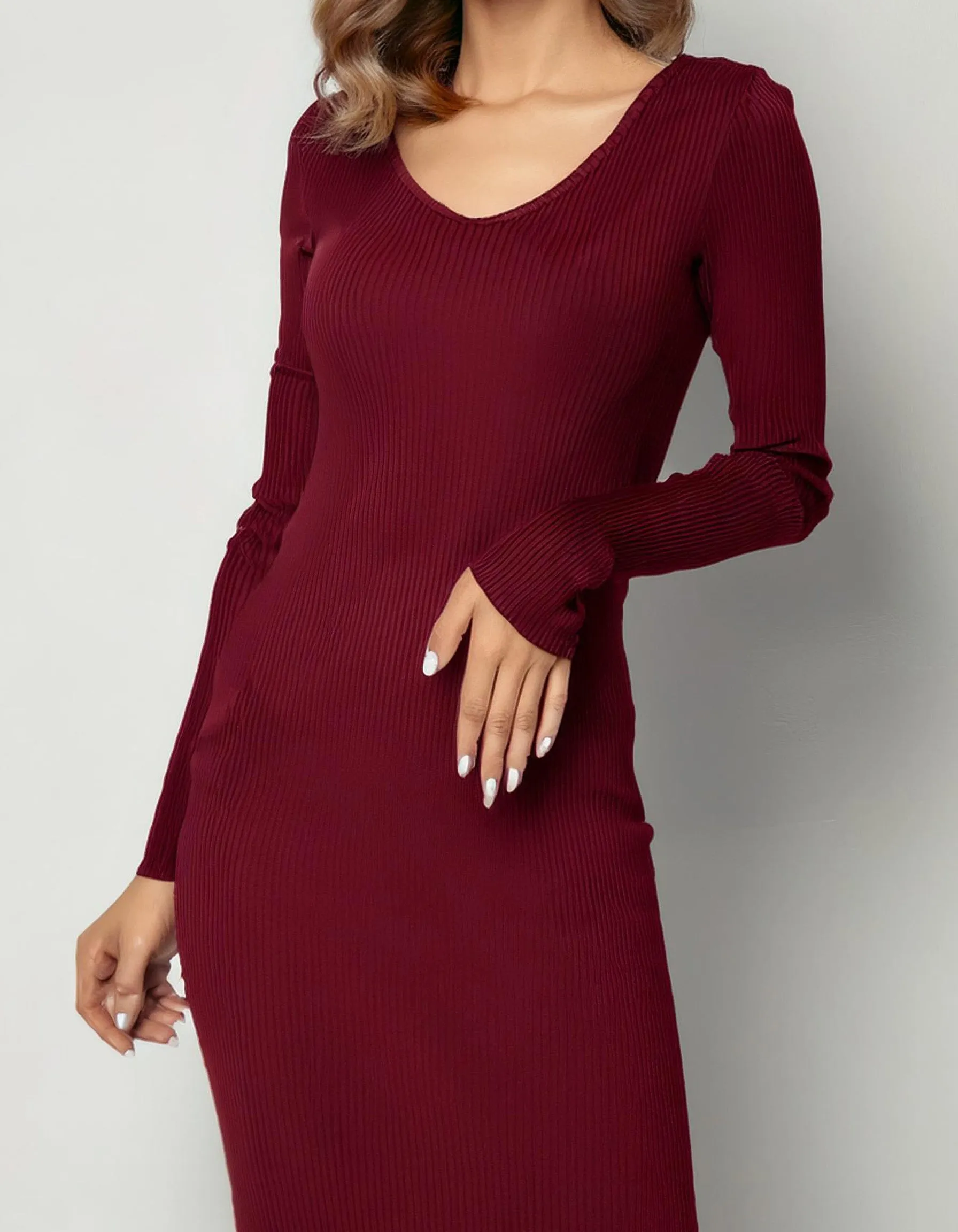 Burgundy Elegance Bodycon Dress