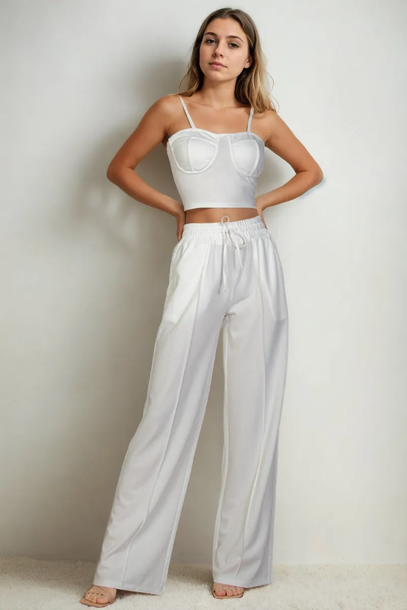 Bustier Crop Cami Top & Slant Pocket Straight Pants