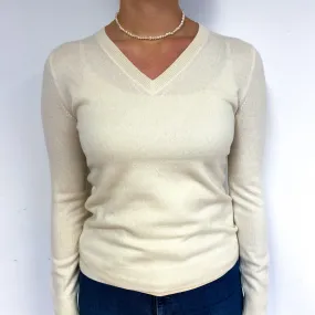 Buttermilk Yellow Cashmere V-Neck Jumper Small