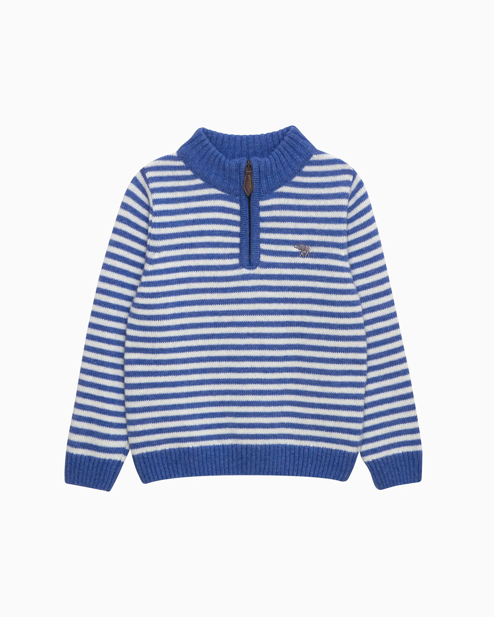 Calum Half-Zip Jumper in Sky Blue Stripe