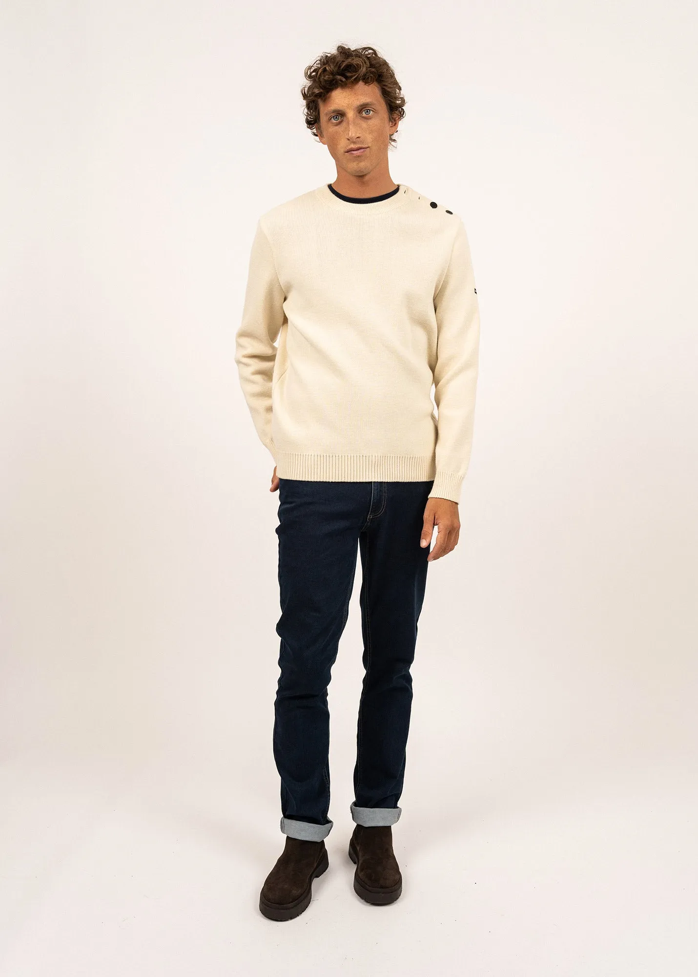 Cancale sailor jumper - regular fit, in pure new wool (ECRU)