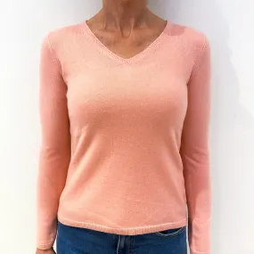 Candy Pink Cashmere V-Neck Jumper Small