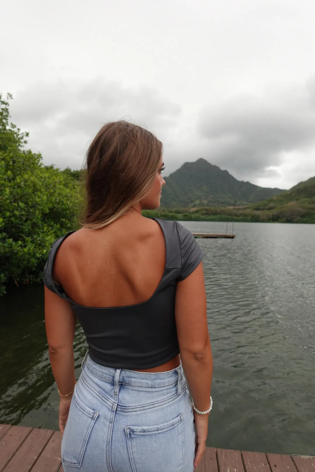 Charcoal Backless Top