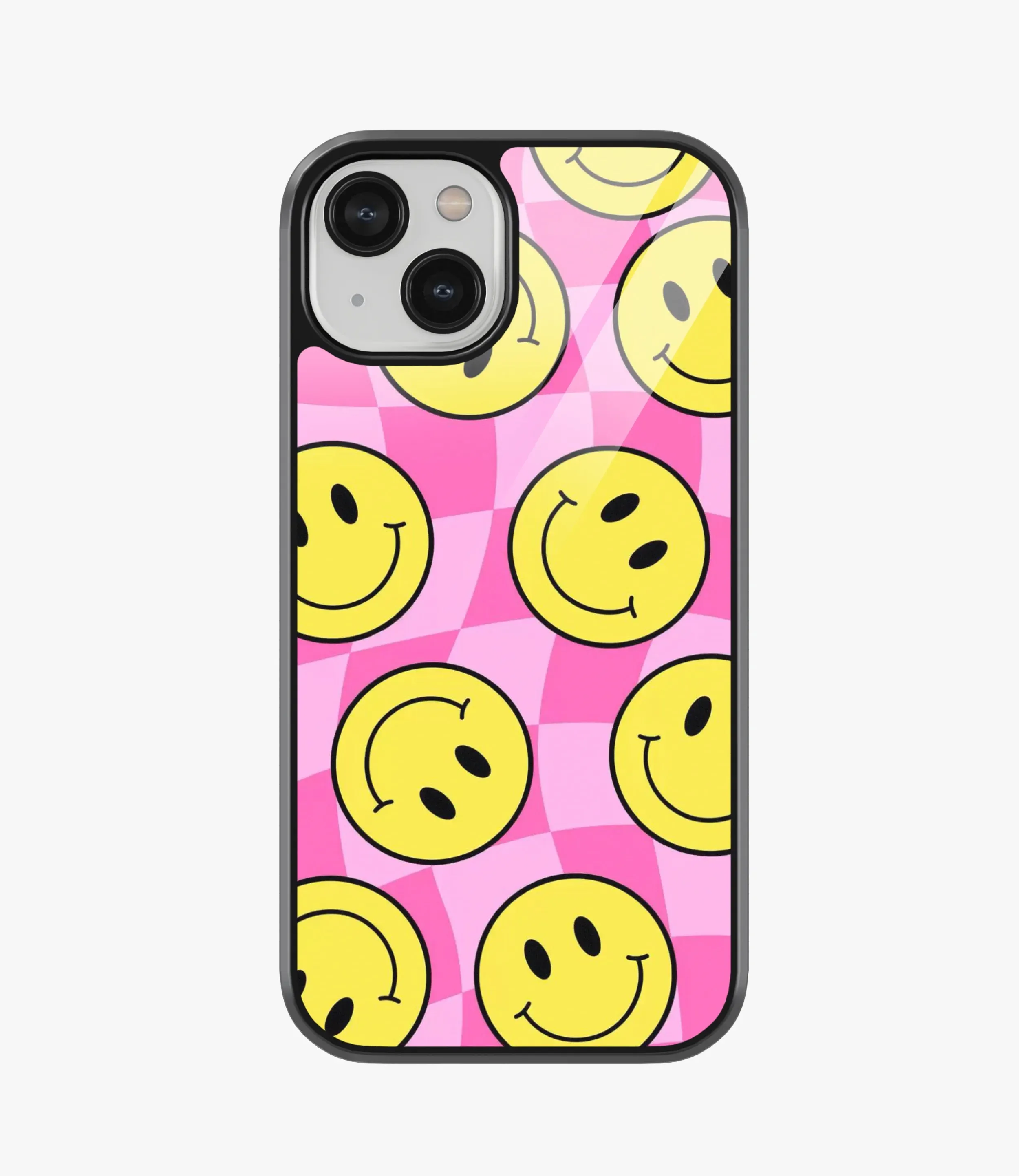 Checkered Smiley Glass Case