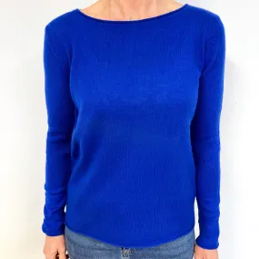 Cobalt Blue Cashmere Crew Neck Jumper Medium