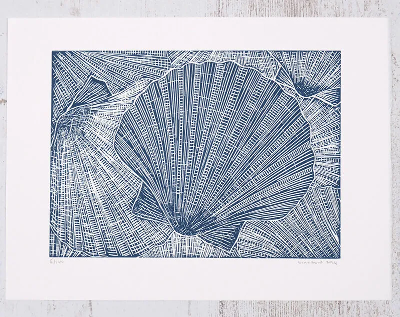 Collection of Scallops Limited Edition Lino Print