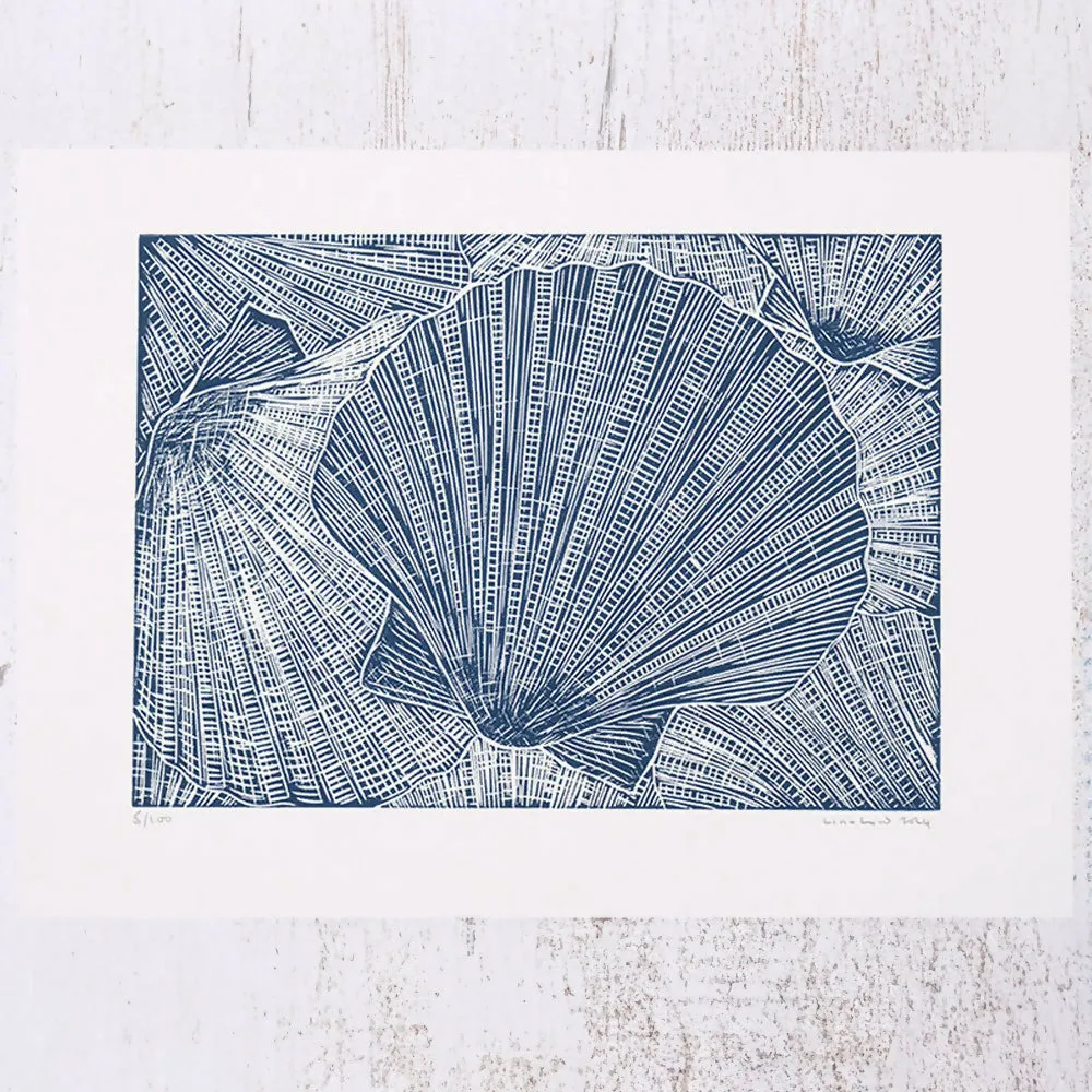 Collection of Scallops Limited Edition Lino Print