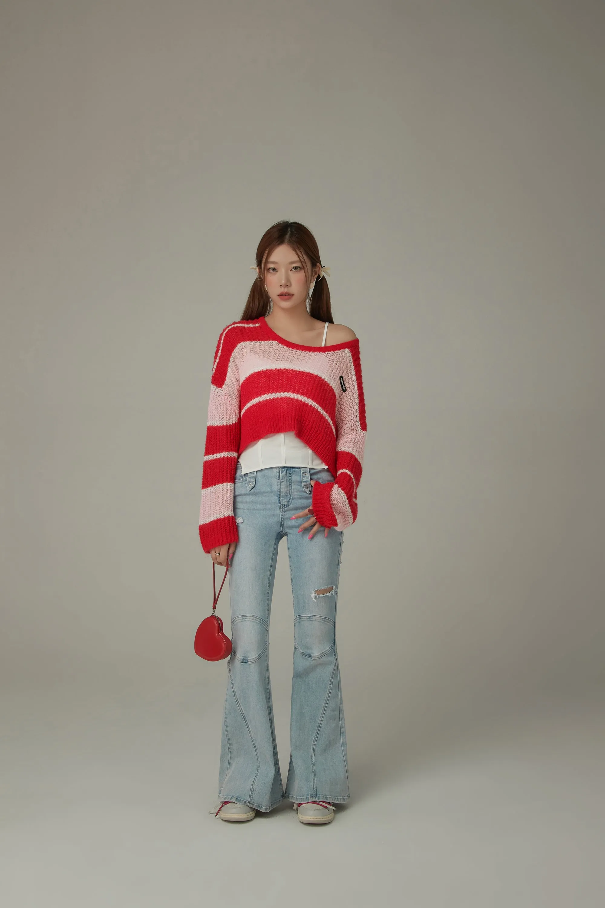 Color Combination Striped Cropped Knit Sweater