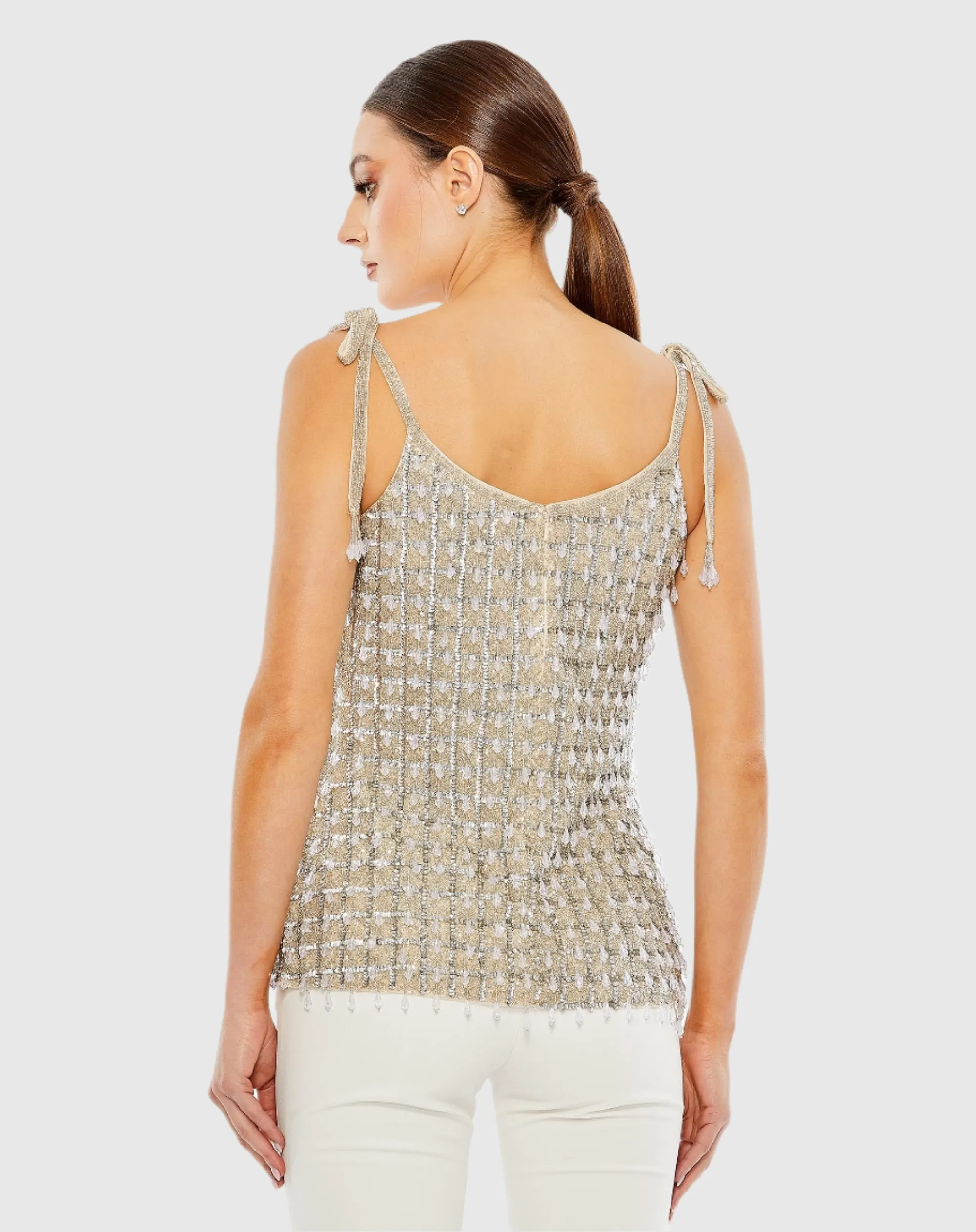 Crystal Embellished Soft Tie Cami Top