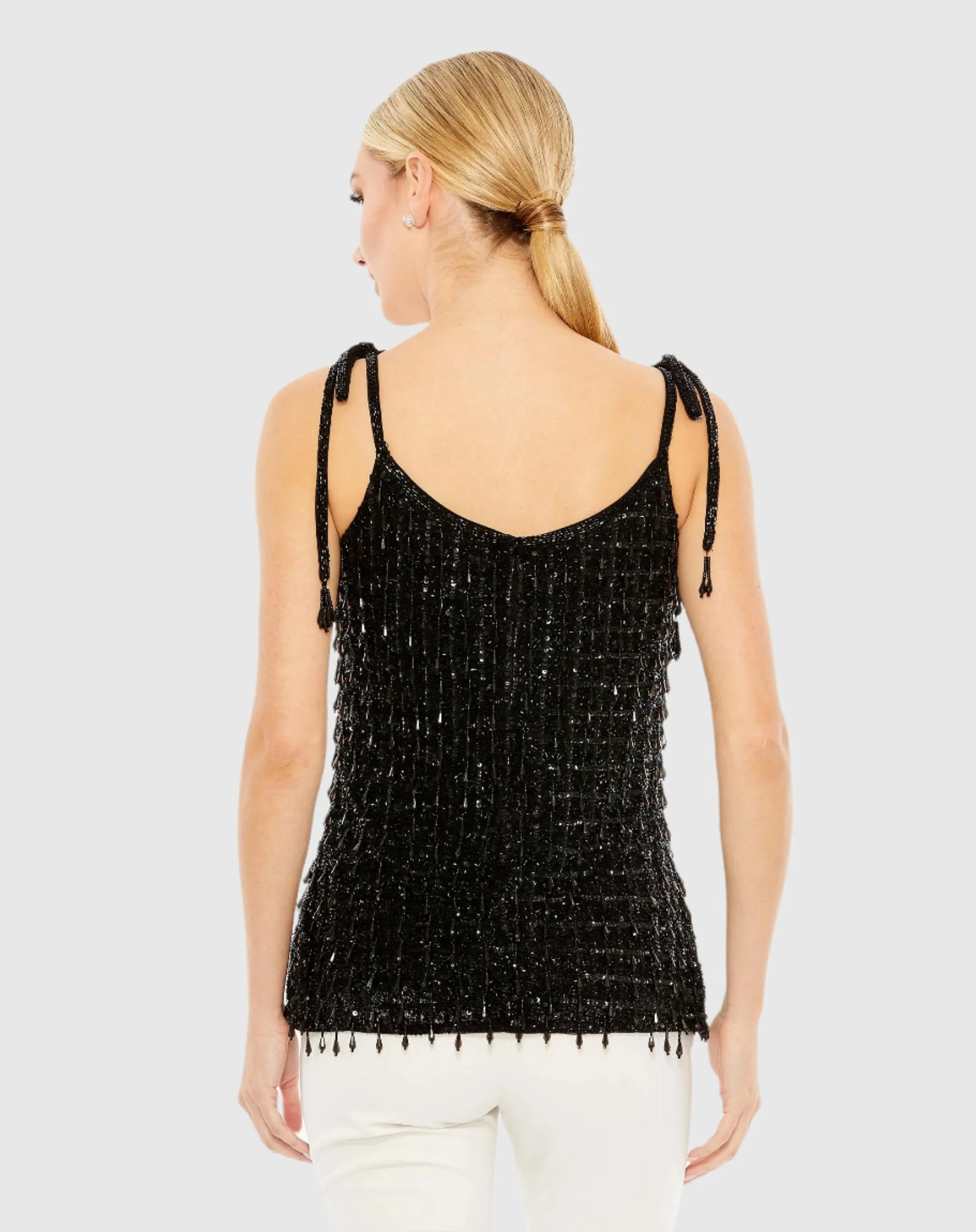 Crystal Embellished Soft Tie Cami Top