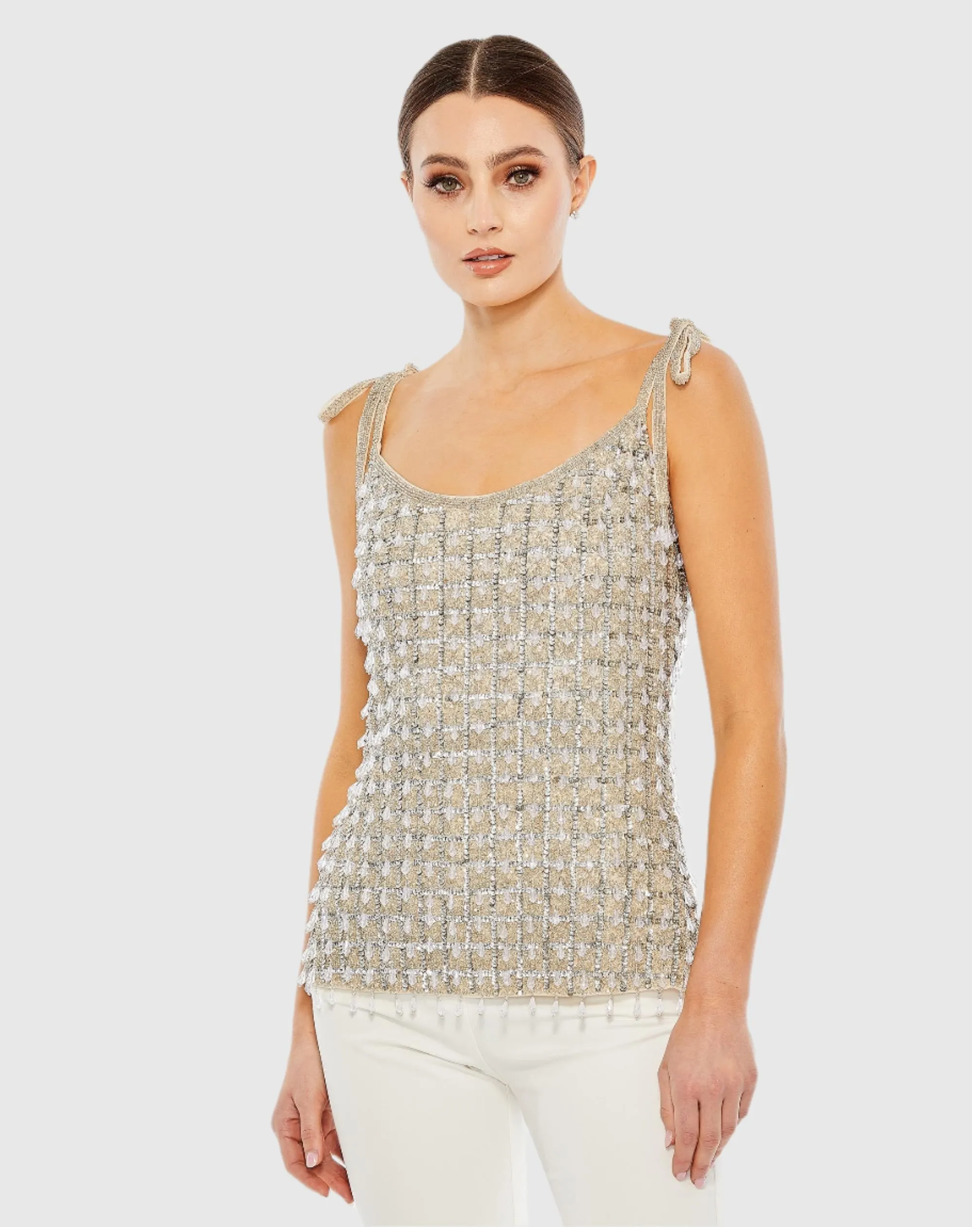 Crystal Embellished Soft Tie Cami Top