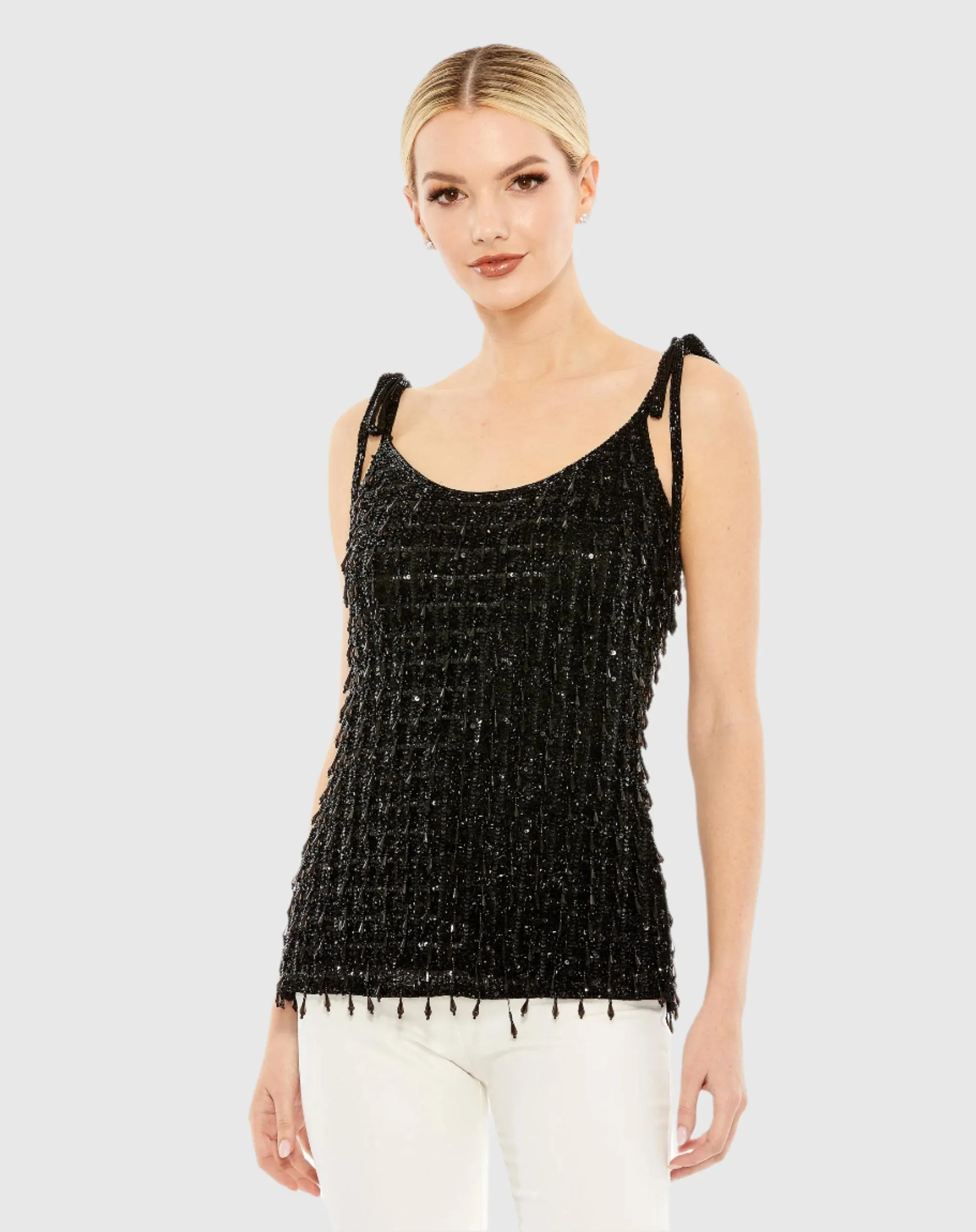 Crystal Embellished Soft Tie Cami Top