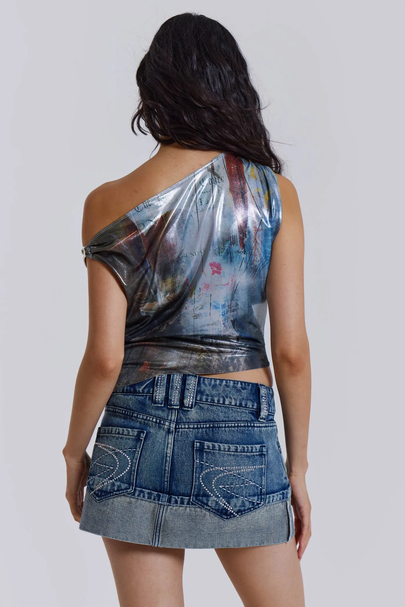 Dare To Drape Top in Cosmic Silver