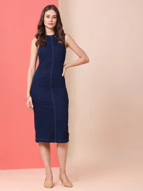 DENIM FITTED BODYCON DRESS