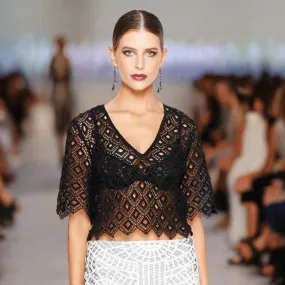 Diamond Shaped Embroidered Crop Top