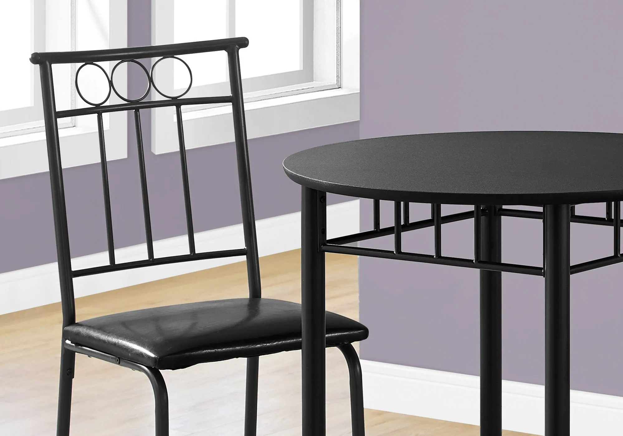 Dining Set - 3Pcs Set / Black Metal And Top