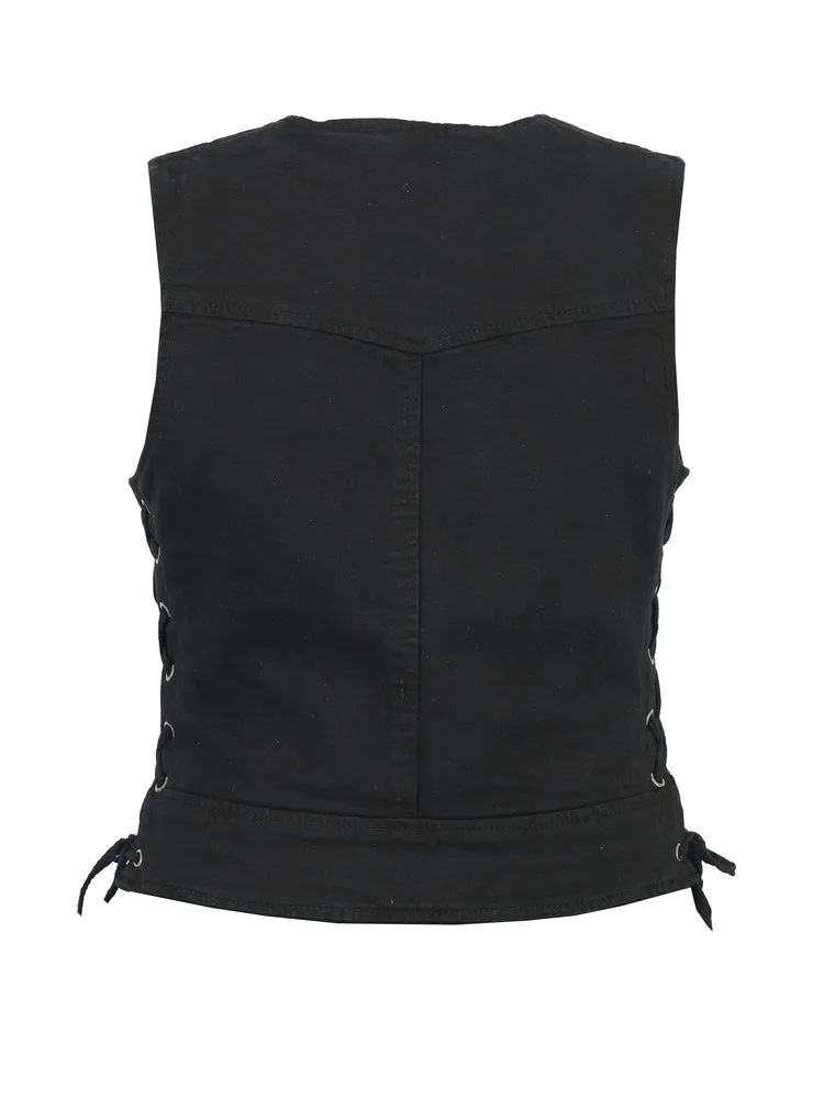 DM Women's Stylish Black Denim Vest