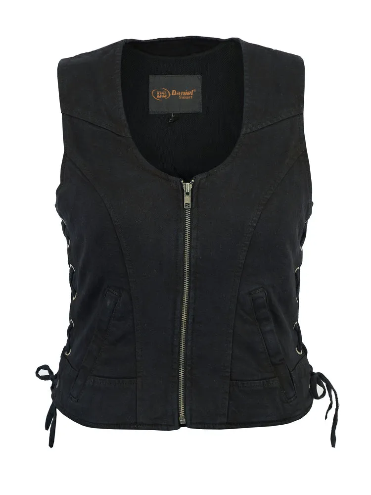 DM Women's Stylish Black Denim Vest