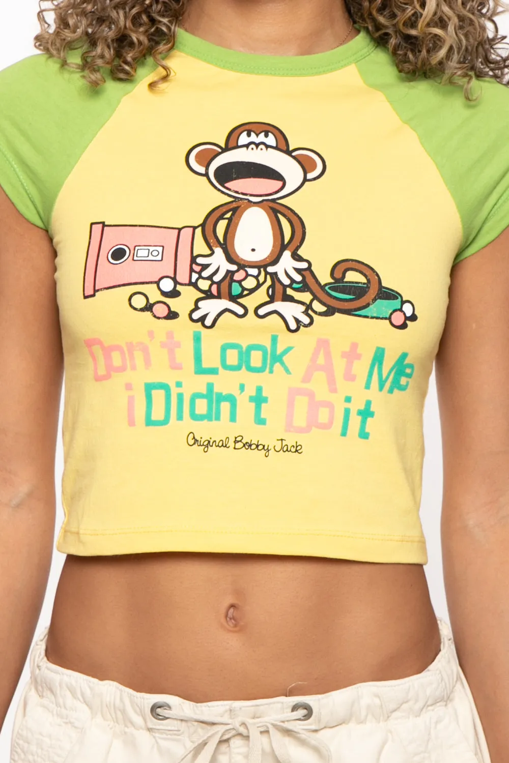 Don't Look At Me - Bobby Jack Crop Raglan Top - Yellow